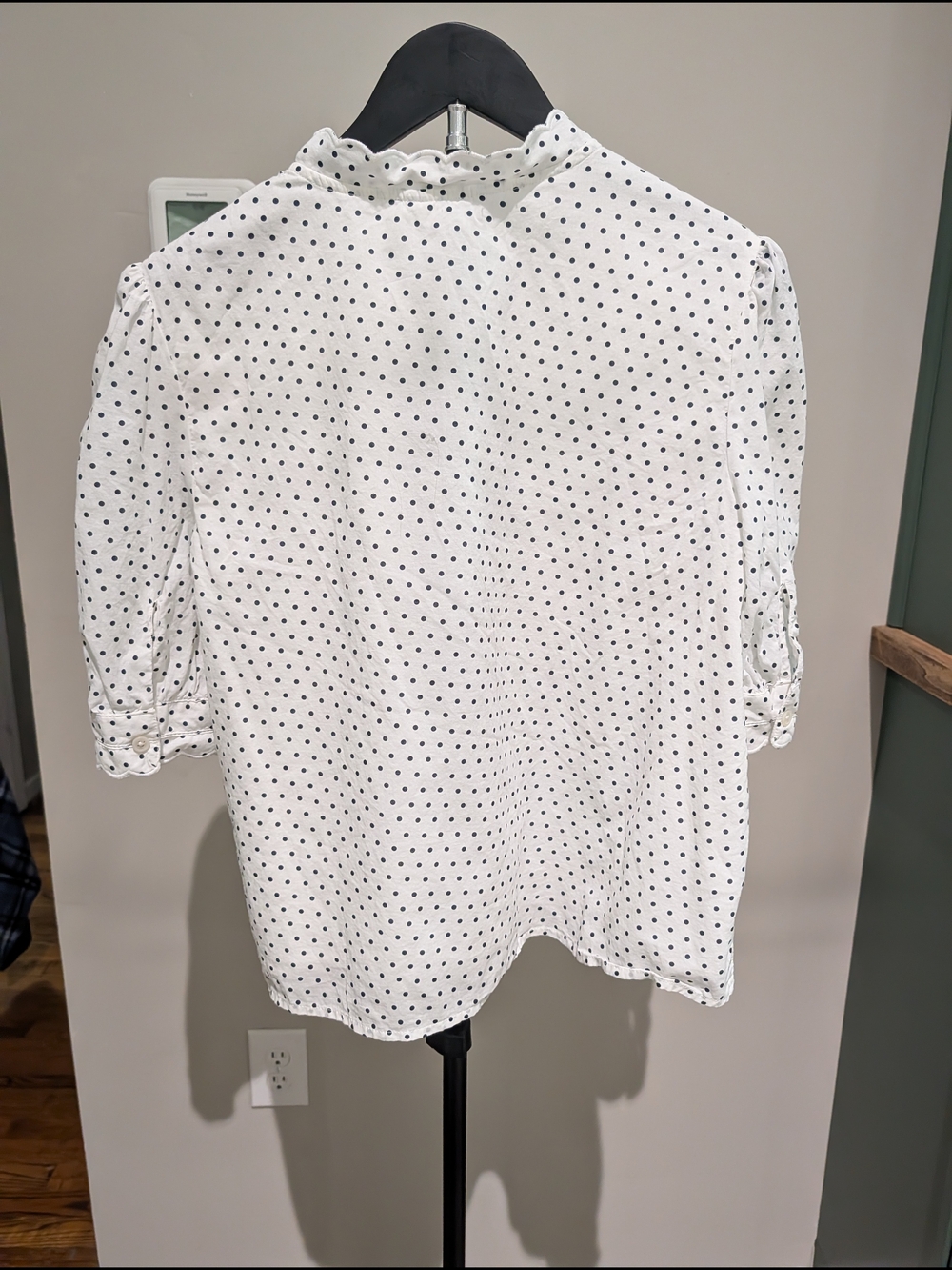 Time and Tru White Blouse with Black Polka Dots - Picture 3 of 3